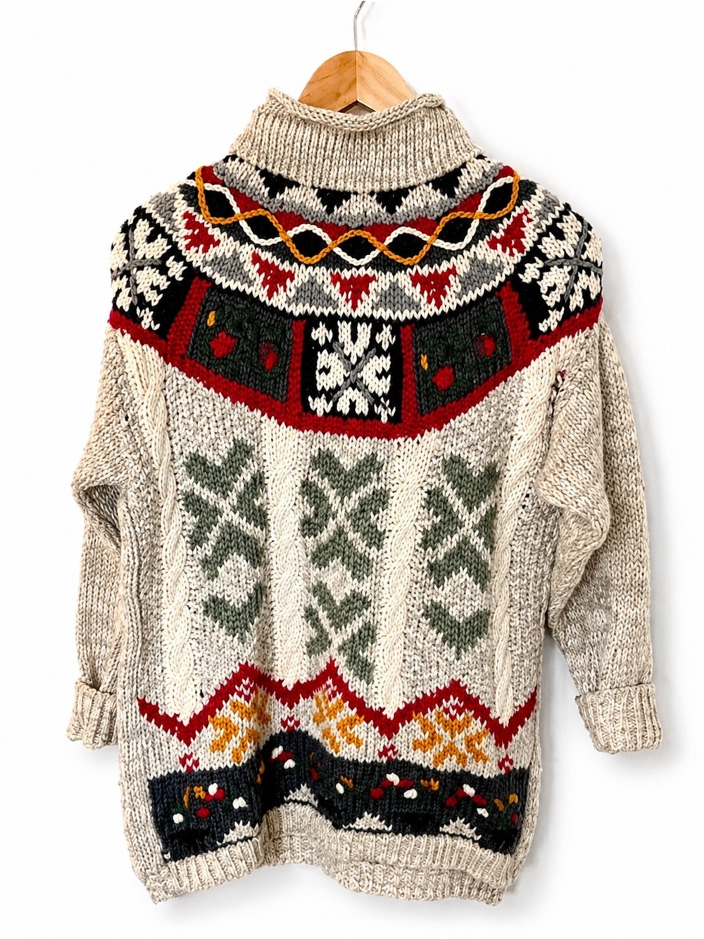 Vintage Cabin Creek Nordic Fair Isle Sweater M Cozy Chunky Lodge Grandma Core